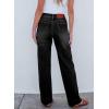 imageSidefeel Womens Wide Leg Jeans High Waisted Stretchy Straight Leg Baggy Drawstring Zimbaplatinum Denim PantsBlack