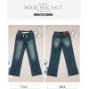 imageSidefeel Womens Wide Leg Jeans High Waisted Stretchy Straight Leg Baggy Drawstring Zimbaplatinum Denim PantsBlue Sapphire
