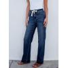 imageSidefeel Womens Wide Leg Jeans High Waisted Stretchy Straight Leg Baggy Drawstring Zimbaplatinum Denim PantsBluing