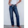 imageSidefeel Womens Wide Leg Jeans High Waisted Stretchy Straight Leg Baggy Drawstring Zimbaplatinum Denim PantsBluing