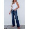 imageSidefeel Womens Wide Leg Jeans High Waisted Stretchy Straight Leg Baggy Drawstring Zimbaplatinum Denim PantsBluing