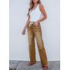 imageSidefeel Womens Wide Leg Jeans High Waisted Stretchy Straight Leg Baggy Drawstring Zimbaplatinum Denim PantsBrown