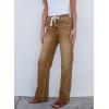 imageSidefeel Womens Wide Leg Jeans High Waisted Stretchy Straight Leg Baggy Drawstring Zimbaplatinum Denim PantsBrown