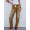 imageSidefeel Womens Wide Leg Jeans High Waisted Stretchy Straight Leg Baggy Drawstring Zimbaplatinum Denim PantsBrown