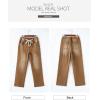 imageSidefeel Womens Wide Leg Jeans High Waisted Stretchy Straight Leg Baggy Drawstring Zimbaplatinum Denim PantsBrown