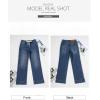 imageSidefeel Womens Wide Leg Jeans High Waisted Stretchy Straight Leg Baggy Drawstring Zimbaplatinum Denim PantsDark Blue