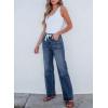imageSidefeel Womens Wide Leg Jeans High Waisted Stretchy Straight Leg Baggy Drawstring Zimbaplatinum Denim PantsDark Blue