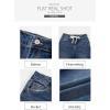 imageSidefeel Womens Wide Leg Jeans High Waisted Stretchy Straight Leg Baggy Drawstring Zimbaplatinum Denim PantsDark Blue