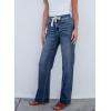 imageSidefeel Womens Wide Leg Jeans High Waisted Stretchy Straight Leg Baggy Drawstring Zimbaplatinum Denim PantsDark Blue