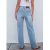 imageSidefeel Womens Wide Leg Jeans High Waisted Stretchy Straight Leg Baggy Drawstring Zimbaplatinum Denim PantsIceland Blue