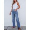imageSidefeel Womens Wide Leg Jeans High Waisted Stretchy Straight Leg Baggy Drawstring Zimbaplatinum Denim PantsLight Blue