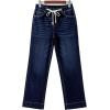 imageSidefeel Womens Wide Leg Jeans High Waisted Stretchy Straight Leg Baggy Drawstring Zimbaplatinum Denim PantsNavy Blue