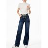 imageSidefeel Womens Wide Leg Jeans High Waisted Stretchy Straight Leg Baggy Drawstring Zimbaplatinum Denim PantsNavy Blue