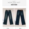imageSidefeel Womens Wide Leg Jeans High Waisted Stretchy Straight Leg Baggy Drawstring Zimbaplatinum Denim PantsReal Teal