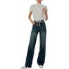 imageSidefeel Womens Wide Leg Jeans High Waisted Stretchy Straight Leg Baggy Drawstring Zimbaplatinum Denim PantsReal Teal