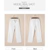 imageSidefeel Womens Wide Leg Jeans High Waisted Stretchy Straight Leg Baggy Drawstring Zimbaplatinum Denim PantsWhite