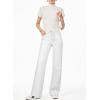 imageSidefeel Womens Wide Leg Jeans High Waisted Stretchy Straight Leg Baggy Drawstring Zimbaplatinum Denim PantsWhite