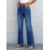 imageSidefeel Womens Wide Leg Jeans High Waisted Tummy Control Stretchy Pockets Front Straight Leg JeansDark Blue