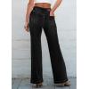 imageSidefeel Womens Wide Leg Jeans High Waisted Tummy Control Stretchy Pockets Front Straight Leg JeansDeep Black