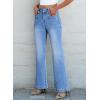imageSidefeel Womens Wide Leg Jeans High Waisted Tummy Control Stretchy Pockets Front Straight Leg JeansIceland Blue