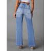 imageSidefeel Womens Wide Leg Jeans High Waisted Tummy Control Stretchy Pockets Front Straight Leg JeansIceland Blue