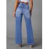imageSidefeel Womens Wide Leg Jeans High Waisted Tummy Control Stretchy Pockets Front Straight Leg JeansLight Blue