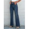 imageSidefeel Womens Wide Leg Jeans High Waisted Tummy Control Stretchy Pockets Front Straight Leg JeansReal Teal