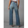 imageSidefeel Womens Wide Leg Jeans High Waisted Tummy Control Stretchy Pockets Front Straight Leg JeansSky Blue