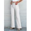 imageSidefeel Womens Wide Leg Jeans High Waisted Tummy Control Stretchy Pockets Front Straight Leg JeansWhite