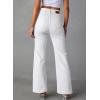 imageSidefeel Womens Wide Leg Jeans High Waisted Tummy Control Stretchy Pockets Front Straight Leg JeansWhite
