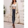 imageSidefeel Womens Winter Clothing Long Sleeve Open Front Contrast Cardigan Sweaters Oversized Chunky Knit Hooded Sweaters CoatApricot