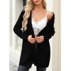 imageSidefeel Womens Winter Clothing Long Sleeve Open Front Contrast Cardigan Sweaters Oversized Chunky Knit Hooded Sweaters CoatBlack