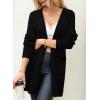 imageSidefeel Womens Winter Clothing Long Sleeve Open Front Contrast Cardigan Sweaters Oversized Chunky Knit Hooded Sweaters CoatBlack