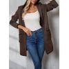 imageSidefeel Womens Winter Clothing Long Sleeve Open Front Contrast Cardigan Sweaters Oversized Chunky Knit Hooded Sweaters CoatBrown