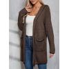 imageSidefeel Womens Winter Clothing Long Sleeve Open Front Contrast Cardigan Sweaters Oversized Chunky Knit Hooded Sweaters CoatBrown