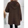 imageSidefeel Womens Winter Clothing Long Sleeve Open Front Contrast Cardigan Sweaters Oversized Chunky Knit Hooded Sweaters CoatBrown