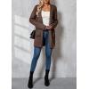 imageSidefeel Womens Winter Clothing Long Sleeve Open Front Contrast Cardigan Sweaters Oversized Chunky Knit Hooded Sweaters CoatBrown