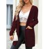 imageSidefeel Womens Winter Clothing Long Sleeve Open Front Contrast Cardigan Sweaters Oversized Chunky Knit Hooded Sweaters CoatBurgundy