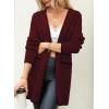 imageSidefeel Womens Winter Clothing Long Sleeve Open Front Contrast Cardigan Sweaters Oversized Chunky Knit Hooded Sweaters CoatBurgundy