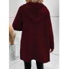 imageSidefeel Womens Winter Clothing Long Sleeve Open Front Contrast Cardigan Sweaters Oversized Chunky Knit Hooded Sweaters CoatBurgundy