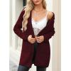 imageSidefeel Womens Winter Clothing Long Sleeve Open Front Contrast Cardigan Sweaters Oversized Chunky Knit Hooded Sweaters CoatBurgundy