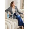 imageSidefeel Womens Winter Clothing Long Sleeve Open Front Contrast Cardigan Sweaters Oversized Chunky Knit Hooded Sweaters CoatGray