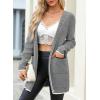 imageSidefeel Womens Winter Clothing Long Sleeve Open Front Contrast Cardigan Sweaters Oversized Chunky Knit Hooded Sweaters CoatGray