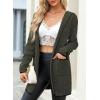 imageSidefeel Womens Winter Clothing Long Sleeve Open Front Contrast Cardigan Sweaters Oversized Chunky Knit Hooded Sweaters CoatGreen