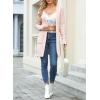 imageSidefeel Womens Winter Clothing Long Sleeve Open Front Contrast Cardigan Sweaters Oversized Chunky Knit Hooded Sweaters CoatPink