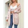 imageSidefeel Womens Winter Clothing Long Sleeve Open Front Contrast Cardigan Sweaters Oversized Chunky Knit Hooded Sweaters CoatPink