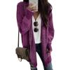 imageSidefeel Womens 2025 Fall Outfits Long Sleeve Open Front Cardigan Sweaters Oversized Checkered Chunky Knit Sweaters CoatPurple