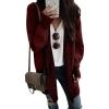 imageSidefeel Womens 2025 Fall Outfits Long Sleeve Open Front Cardigan Sweaters Oversized Checkered Chunky Knit Sweaters CoatRed