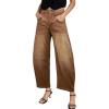 imageSidefeel Womens Barrel Jeans Wide Leg Vintage Mid Rise Y2k Baggy Boyfriend Ankle Denim PantsBrown
