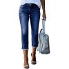 imageSidefeel Womens Capri Jeans High Waisted 2025 Summer Fashion Straight Leg Raw Hem Denim Capri PantsBlue